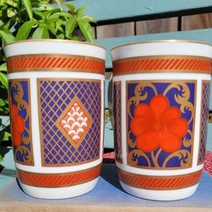 Pair of Fitz and Floyd Empress Octagonal coffee/tea mugs/ cups